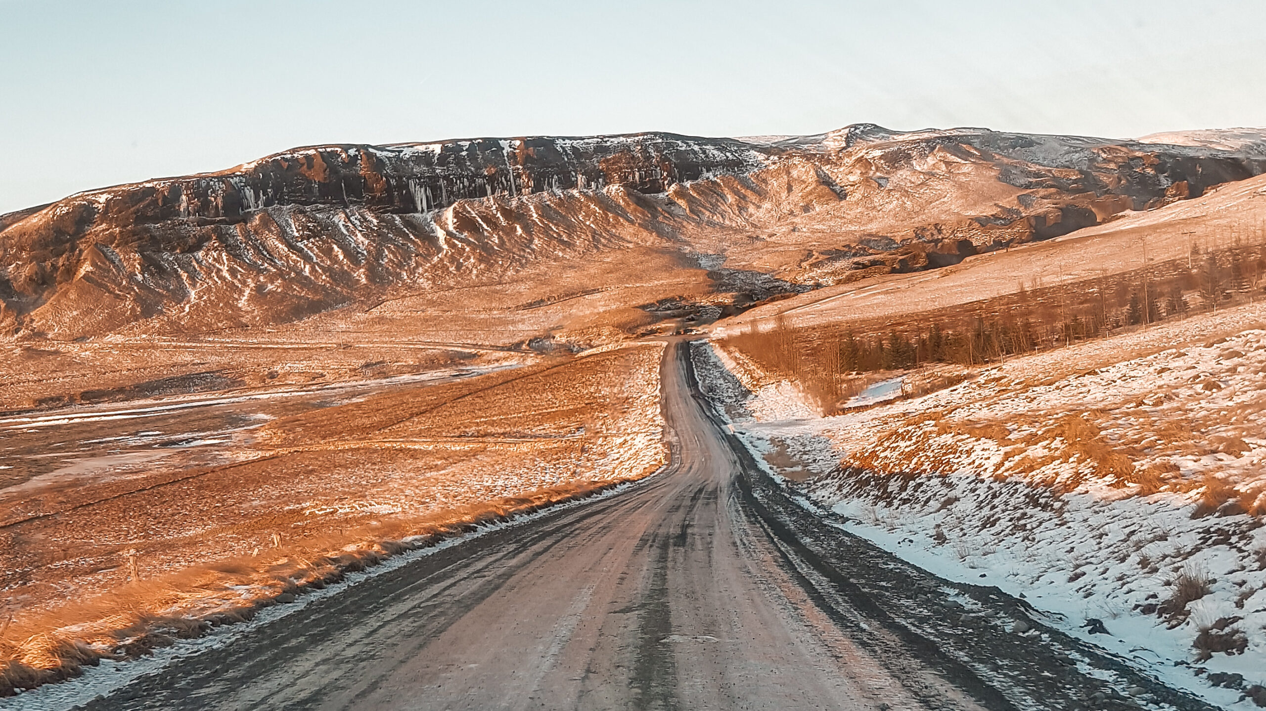 Driving through icy Iceland