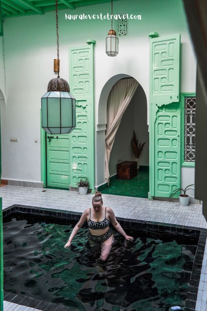 Laura inside the pool