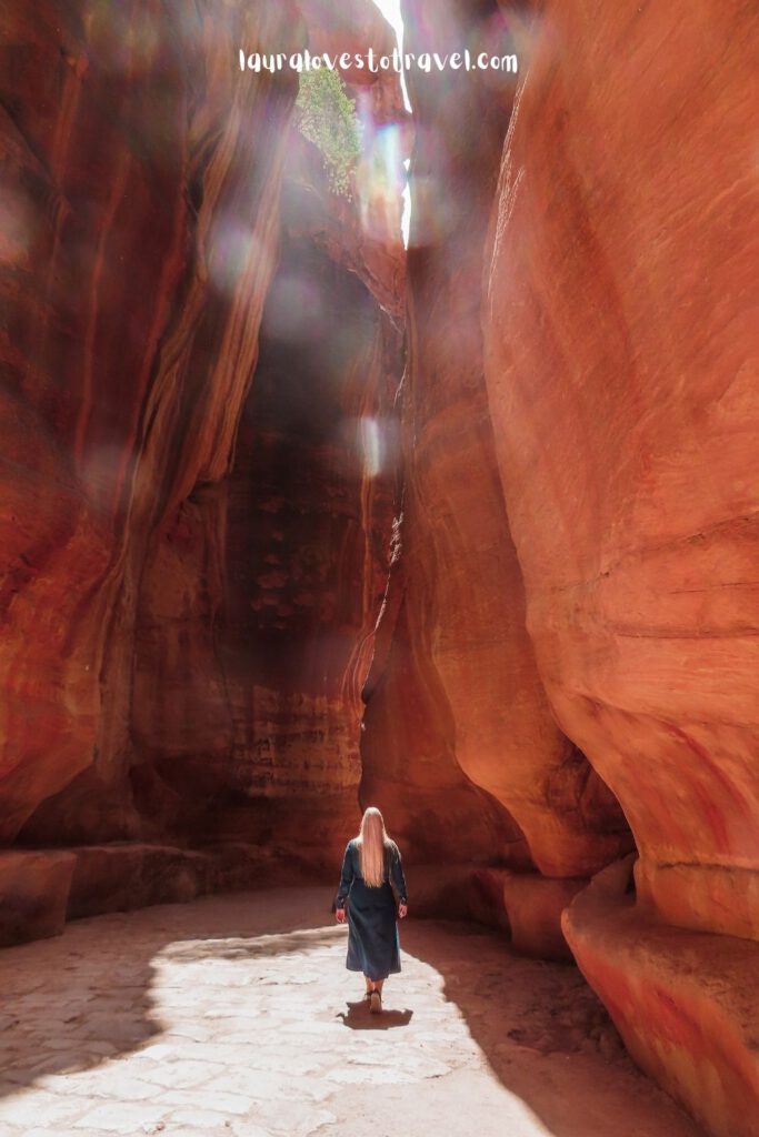 Making your way through the Siq towards the Treasury during your two-day Petra itinerary