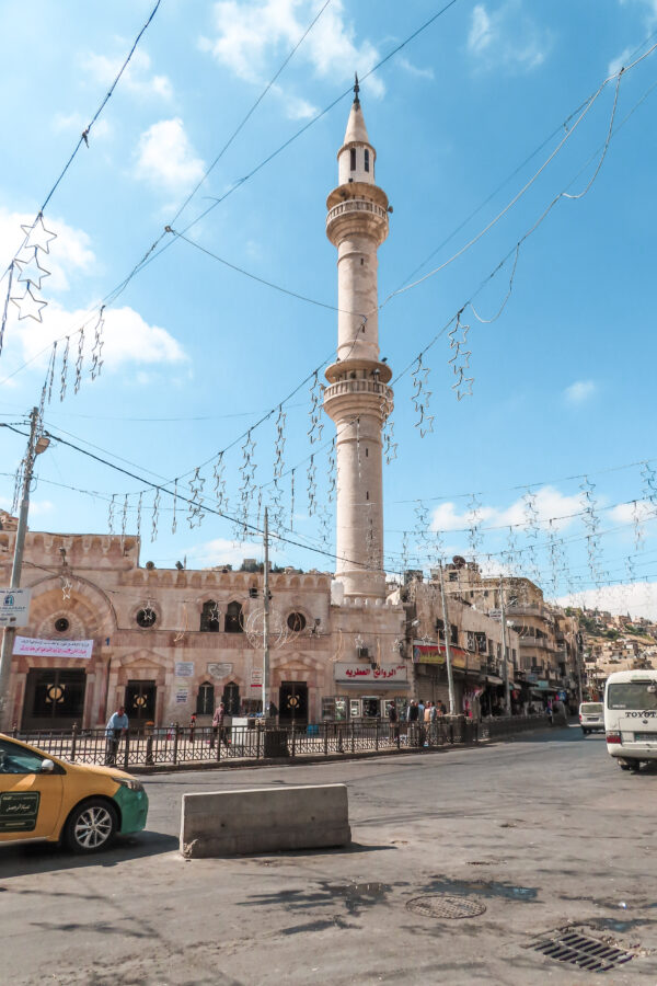 Decorations and festive lights are placed all over town in Amman during Ramadan