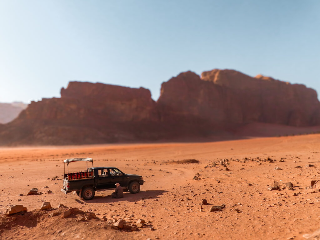 A 4WD in the Wadi Rum Desert, Jordan