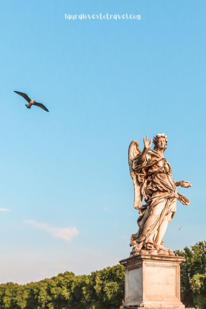 The bridge of angels, or Ponte Sant'Angelo in the city of Rome, Italy