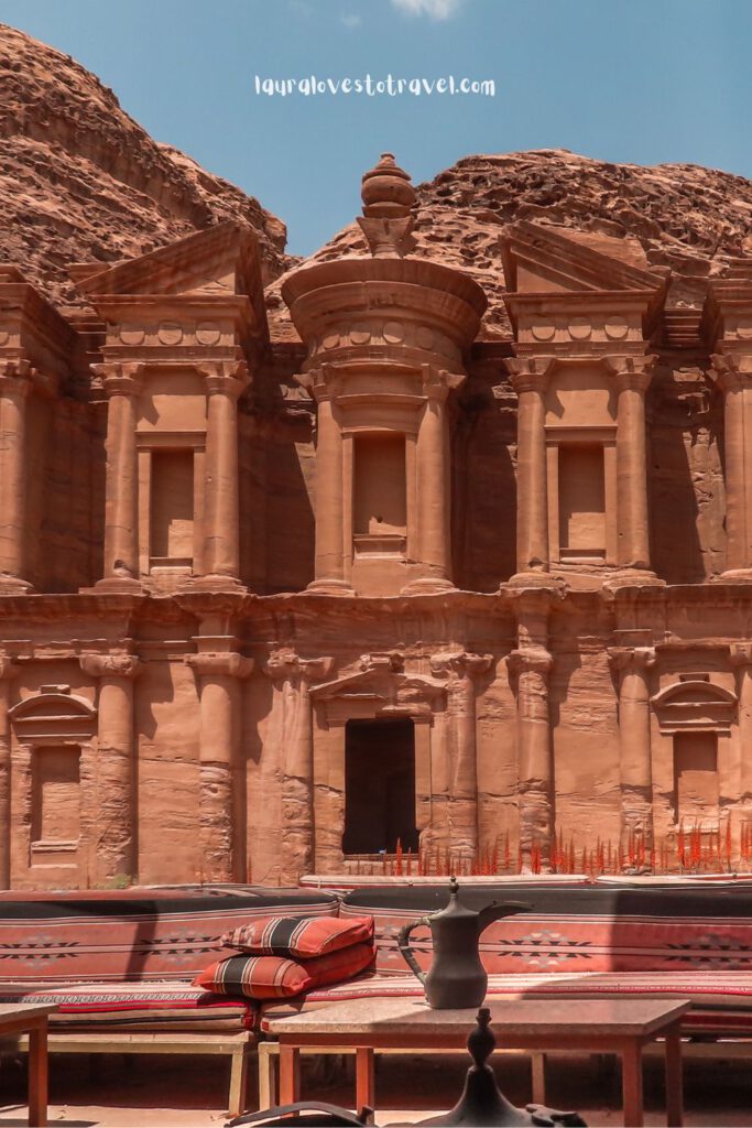 Detailed image of the Monastery in Petra, Jordan