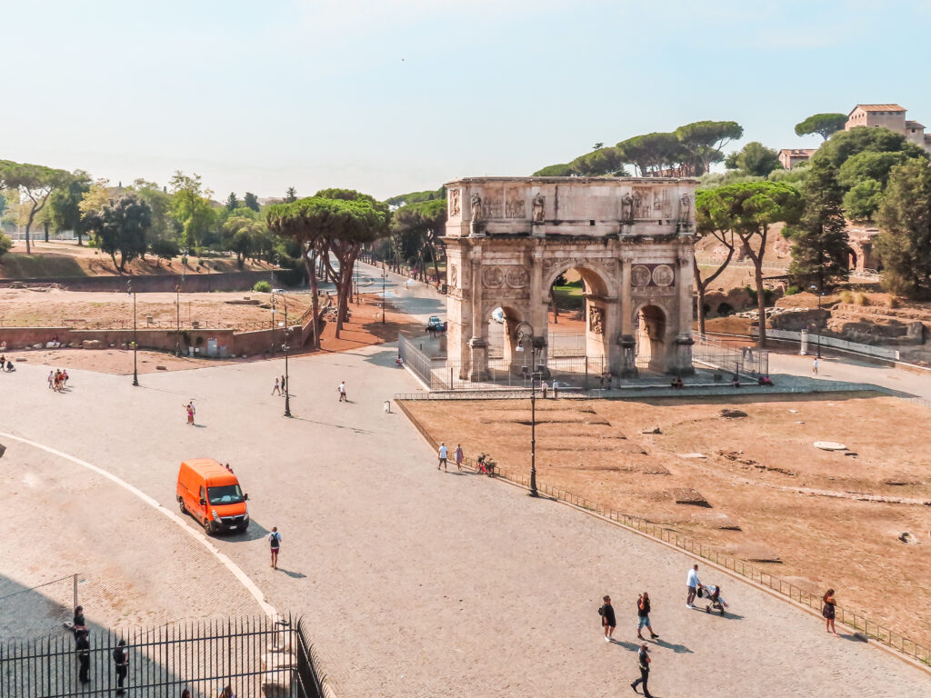 View from the Colosseum in Rome on the Palatine Hill