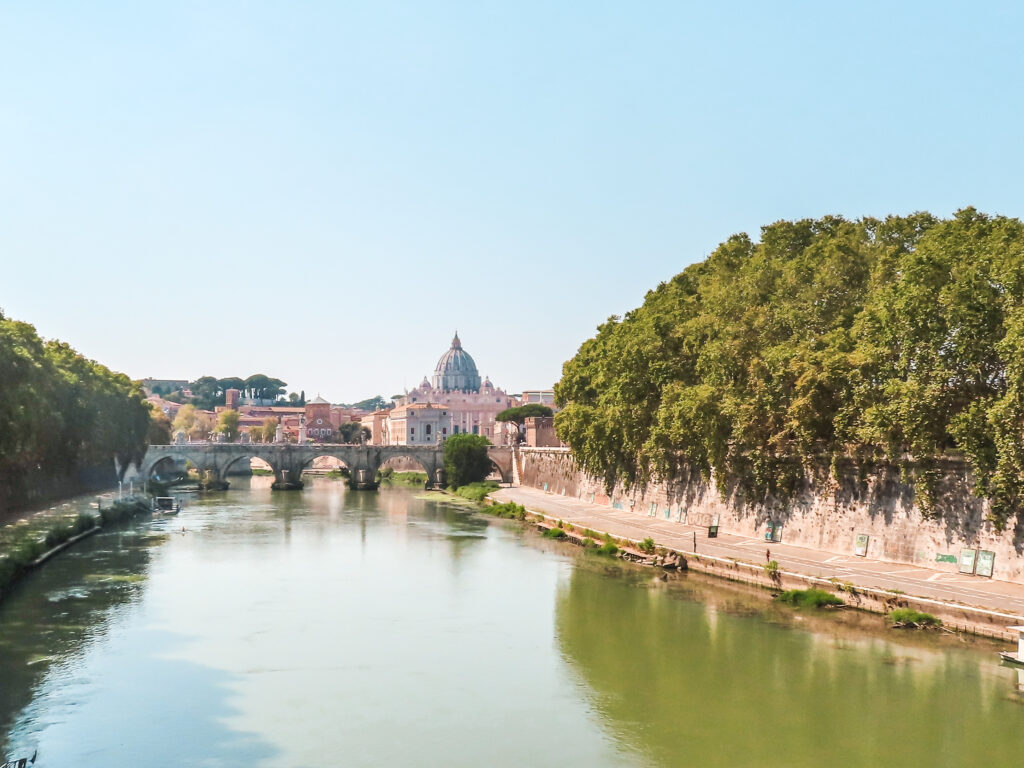 View on Vatican City from the Ponte Sant'Angelo in Rome, Italy