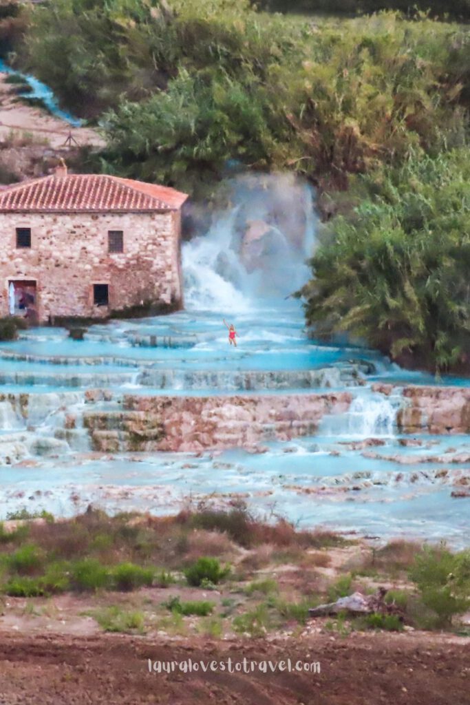 View on the Saturnia hot springs from the viewpoint