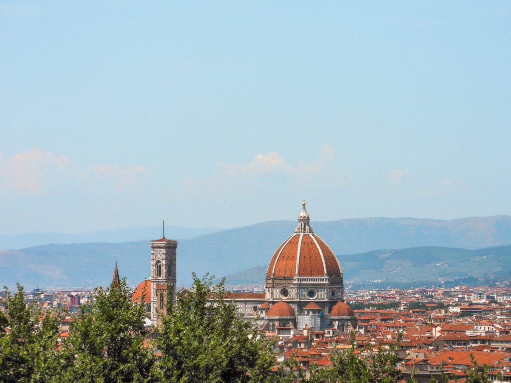 View on the Duomo from Piazzale Michelangelo in Florence, Italy