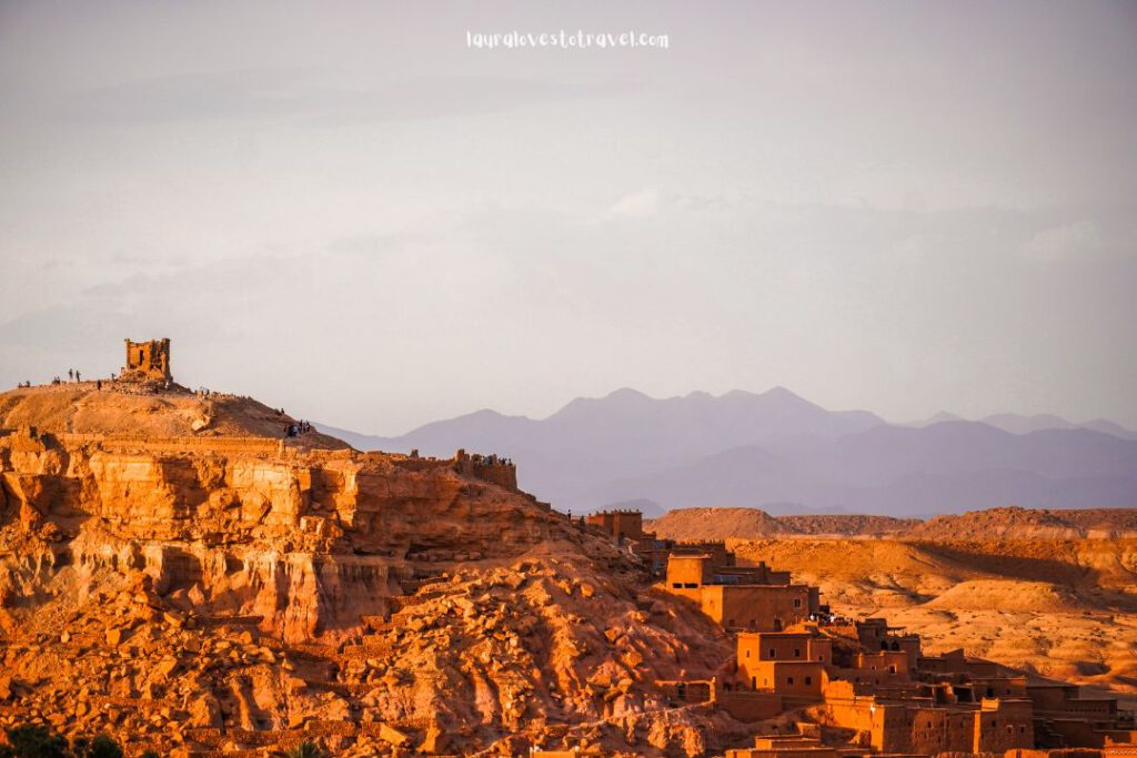 Aït Ben Haddou with the Atlas Mountains in the background