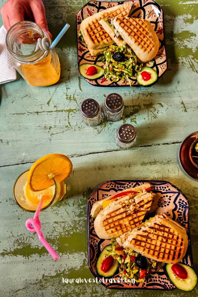 Sandwiches in a restaurant next to Djemaa El Fna Square, Marrakesh