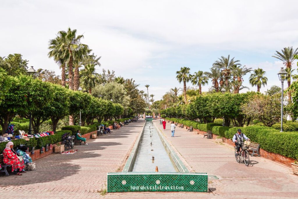 Cycling through a park in Marrakesh