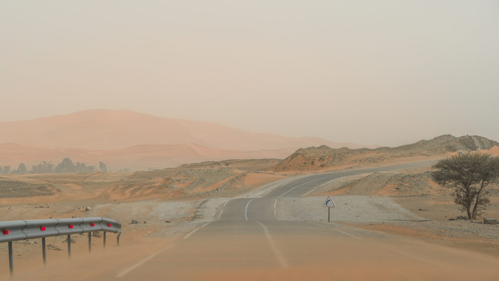 Driving in the Sahara desert, Morocco
